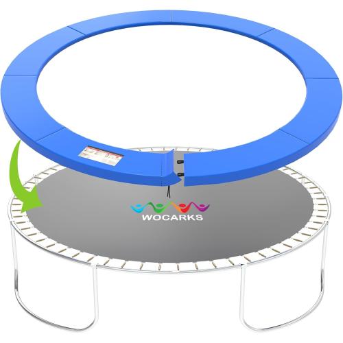 Blue and green up to 14ft Trampoline Pad, 10ft 12ft 14ft Trampoline Replacement Safety Pad, Waterproof and Tear-Resistant Safety Spring Cover Round Frame Pad