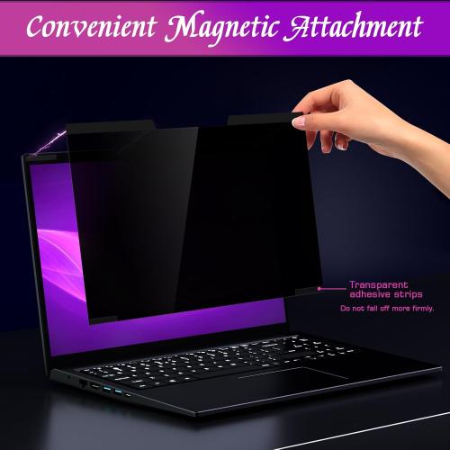 Size 14 inch PYS Magnetic Laptop Privacy Screen 14 Inch (16:9 Aspect) - Anti-Glare Blue Light Filter, Removable Privacy Screen Protector Compatible with HP/Dell/Acer/Lenovo/Samsung/ASUS (12.2x6.9inch/ W x H)