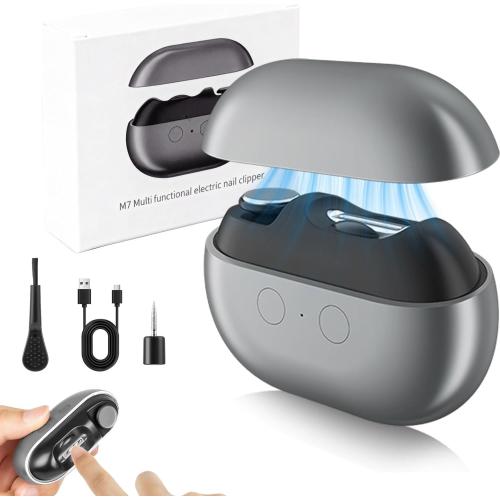 Electric Nail Clipper, Electric Nail Clippers for Seniors, 2026 3 in 1 Multifunctional Electric Nail Trimmer for Adults，Kids with Polishing and 2 Speeds (Grey)