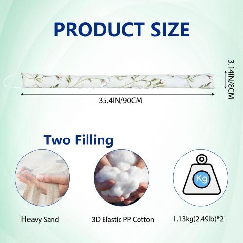 2 Pack 36 Inch 2.8 Inch Wide Slim Under Door Blocker Door Draft Stopper, Bottom Blocker Weighted Gap Filler Saving Energy Sound Air Noise Light Stopper Canvas Cotton Cartoon Print 2.2Lb