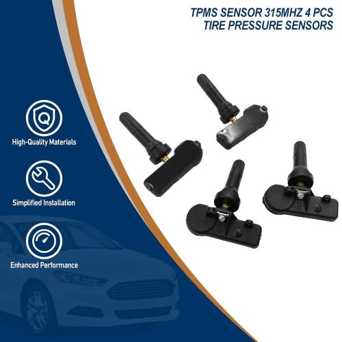 TPMS Sensor 315Mhz 4 PCS Tire Pressure Sensors Compatible with Ford 2005-2011 Escape Edge Expedition Explorer Flex Focus F-150 Fusion MKS MKT MKX MKZ Mazda Mercury Replace Part 6F2Z1A189A 7L1Z1A189A