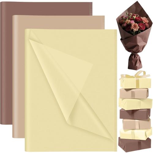 PLULON 60 Sheets Brown Tissue Paper Bulks, Gift Wrap Tissue Paper Sheets for Packaging Birthday Gift Wrapping Birthday Wedding Construction Party Decorations