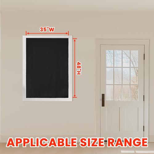 AJAZZ 100% Blackout Self Adhesive Curtains Small Window Short Temporary Black Out Curtains Easy to Install Used for Bedroom Kitchen Window Cover (Black, 35 W x 48 L 1 Panel)