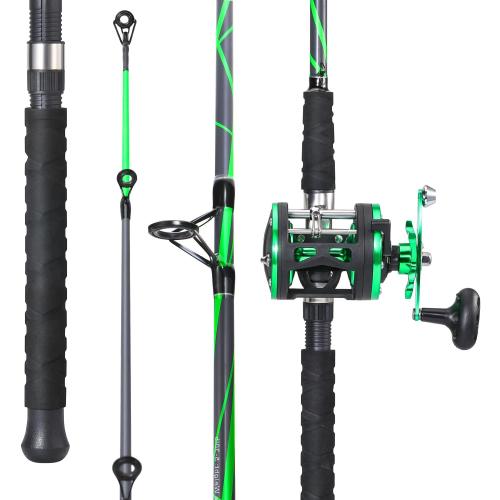 Sougayilang Progressive Glass Fishing Pole Conventional Reel Combo Medium Heavy for Catfish Salmon and Steelhead-7'0