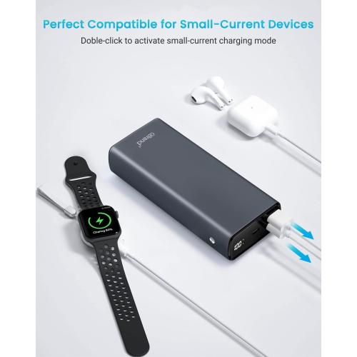 QBrand Portable Laptop Charger, 65W Laptop Power Bank 30000mAh QC 3.0 Portable Charger Power Bank Fast Charging, Dual USB C Battery Pack for MacBook, IPad, Dell, HP, Lenovo, iPhone, Samsung, Switch