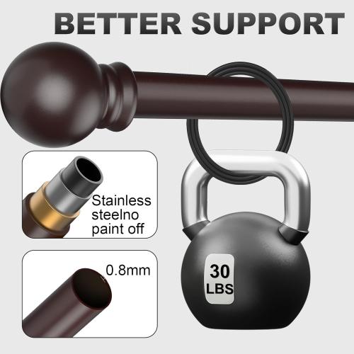 Bronze Curtain Rods for Bedroom with Brackets,5/8 Inch Diameter Small Window Curtain Rod Adjustable 32 to 48 Inches,Easy Install Drapery Rods