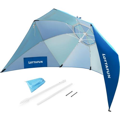 Beach Shelter Umbrella Premiere UPF 50  Umbrella Shelter for Sun and Rain Protection for Adult (10-Foot, Blue Green)