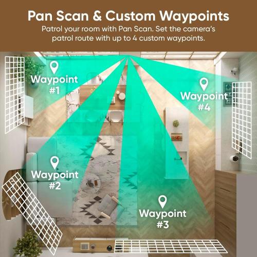 WYZE Duo Cam Pan Indoor/Outdoor IP65 2K 360° Pan/Tilt Smart Home Security Camera with Color Night Vision, Compatible with Alexa & Google Assistant, White