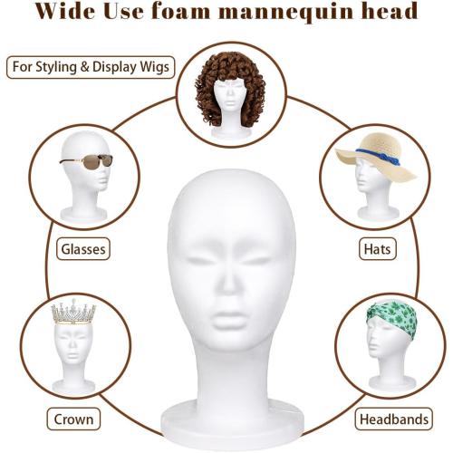 Leeven 3 Packs Foam Wig Head Female Styrofoam Mannequin Head Stand for wigs foam heads Wig Display for Style, Model, Display Hair, Hats, Hairpieces, Mask , Salon and Travel