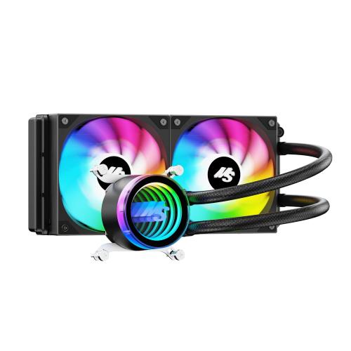 Minorsonic CPU Cooler 240mm Aio, Liquid Cooler CPU Low-Noise AMD AM5/AM4, Refrigeracion Liquida Water Cooling Systems, Intel LGA 1851/1700 PC Water Cooler 2 x 120 mm PWM ARGB Fans Black