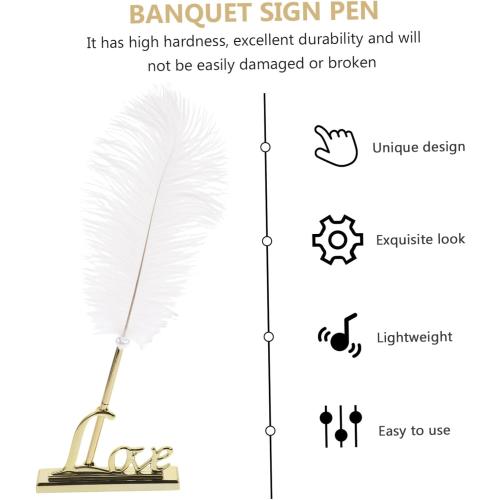 Hemoton Wedding Signing Pen Set Pen with Love Holder Guest Book Signature for Bridal Shower Engagement Party Wedding Reception Table Decor 13.77 X 5.51 X 1.18 in