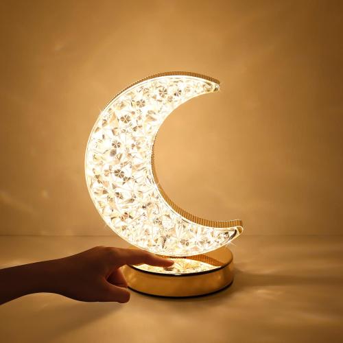 3 COLOR MODES Moon Lamp, Crystal Lamp 3 Color Modes & Touch Control, Cute Night Light for Kids Girls Birthday, Bedroom,Ramadan Decorations