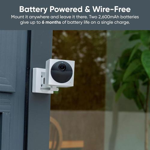Color White Wyze Cam Outdoor Starter Bundle v2 (1 Camera   Base Station) - 1080p HD Wireless Home Security Camera, Battery-Powered, IP65 Rated, Color Night Vision, 2-Way Audio, Compatible with Alexa & Google