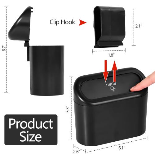 NBTEPEM Car Trash Can with Lid -  Mini Auto Garbage Can , Automotive Garbage Container Bin, Multipurpose Organizers and Storage for Car, Home, Office (Black)