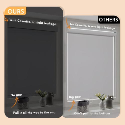 Persilux Blackout Roller Blinds for Windows, Cordless Free-Stop Roller Shades with Valance, Thermal Insulated Fabric Window Blinds, UV Protection Shades for Home and Bedroom (Grey,16 W x 64 H)