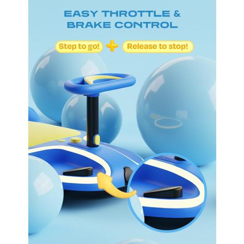 aigo Electric Wiggle Car - 21.6V Electric Car for Kids with Pedal and Pull Handle, 3 Speed Wiggle Car Ride On Toy, Swing Car with Rechargeable Battery, 100  Lights, Anti-Rollover for Ages 3  (Blue)