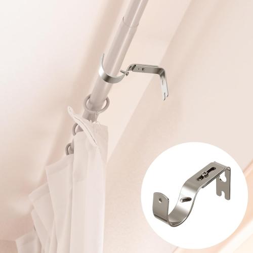Frienda 10 Pcs Brushed Nickel Curtain Rod Support Brackets Adjustable Curtain Rod Hangers for 1 Inch Diameter General Hardware Holders Wall Bracket Hanger Hooks with Screws