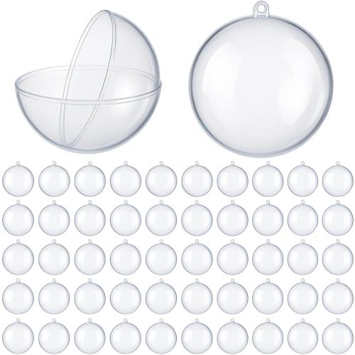 Macarrie 60 Pcs 3.15 Inch / 80 mm Christmas Ornaments Balls Clear Plastic Fillable Ornaments for Crafts DIY Hanging Transparent Ball for Christmas Tree Home Decorations Xmas Party Supplies