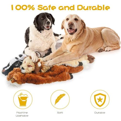 Dog Squeak Toys, No Stuffing Plush Dogs Chew Toy Bundle for Small Medium Large Breed Chewer Tough Durable Squeaky Pet Fetch Puppy Teething Chewing Interactive to Keep Them Busy Best Birthday Gift