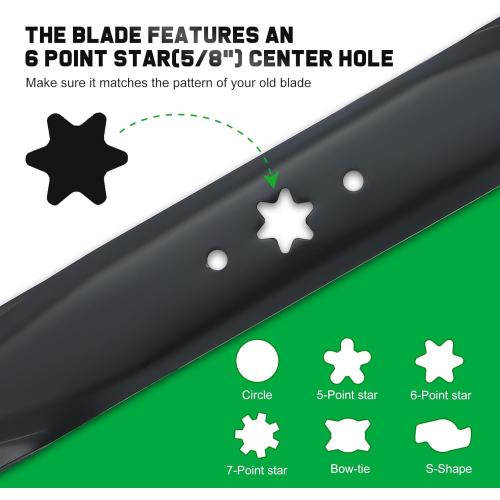 BLACK 942-04290-X Mulching Blade for Cub Cadet 46 Deck Mower Replace for 942-04290 942-04244 742-04244 742-04290 (6 Point Star Mounting Hole)
