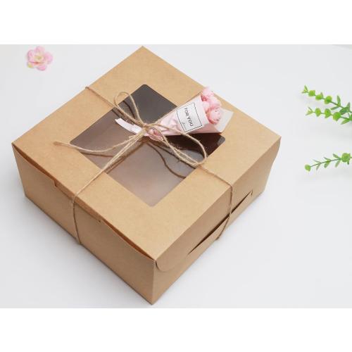 12Packs 10x10x5 Inches Brown Kraft Cake Boxes with Window, Gift Packing, Bakery Boxes, Dessert, Pastry, Cupcake, Pie Cookies, With Stickers,66 FT Twine (10 * 10 * 5 Inch, Brown)