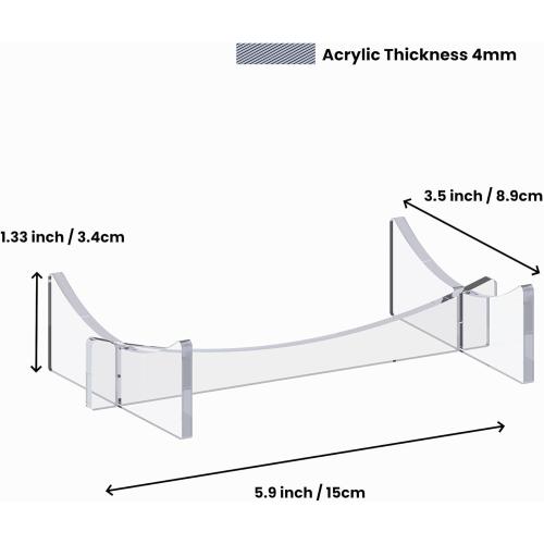 Football Stand Holder, 2-Pack Acrylic Display Stand for Rugby Ball, Clear Rack for Memorial Sports Gloves, 5.9x3.5x1.3 inch