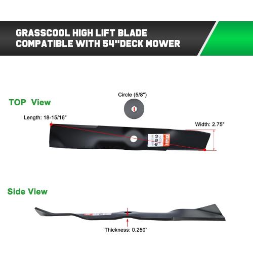 Grasscool M143520 UC22010 Mower Blades Compatible with M152726 z375r z515e z530m z445 z425 z525e z345r x570 x590 x500 x530 z435 54 inch Deck Zero Turn Mower Tractor