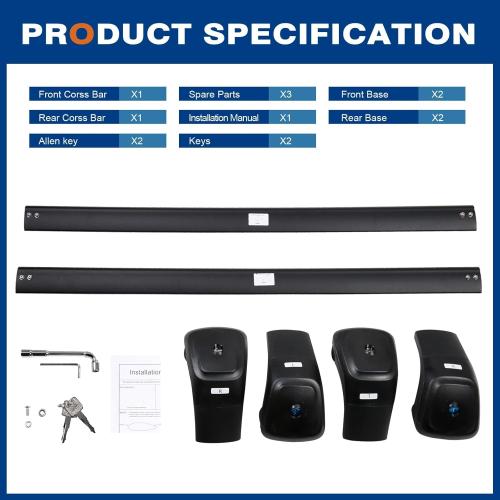 Lockable Roof Rack Cross Bars 260lbs Compatible with 2023-2026 Kia Sportage SX/EX & SX/EX Prestige with Flush Rails, Heavy Duty Aluminum Roof Rails Crossbars Black Bike Rooftop Cargo