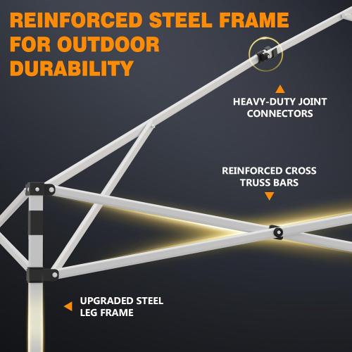 EAGLE PEAK 10x10 Slant Leg Pop-up Canopy Tent Easy One Person Setup Instant Outdoor Beach Canopy Folding Portable Sports Shelter 10x10 Base 8x8 Top (White)