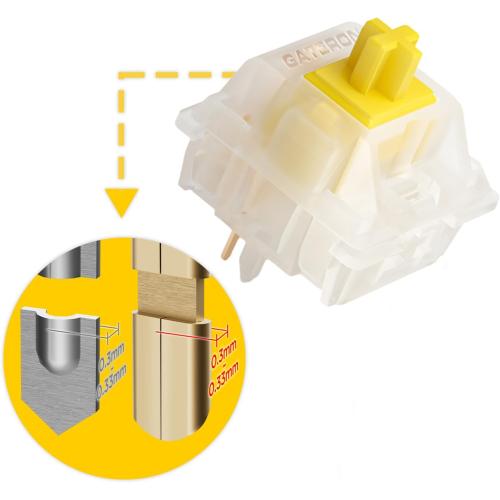 Yellow GATERON Milky Yellow Pro Switches Pre-lubed 5 Pin Linear Keyboard Switches for MX Mechanical Keyboard (90 Pcs, Yellow)