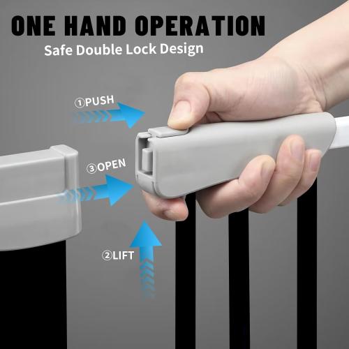 Rgqphantom 41 Tall Safety Pet Gate,Adjustable 29.92-43.71 Wide,No Drilling Pressure Mount Kit,Auto Close Cat Gate Suitable for Stairs,Doorways (Black, 29.92-43.71)