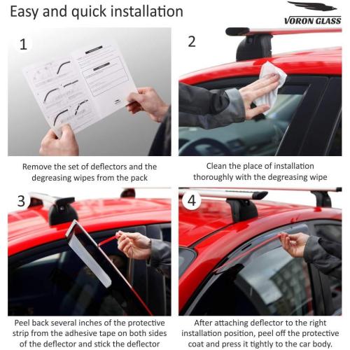 Voron Glass Tape-on Extra Durable Rain Guards for Trucks Ford F-150 2015-2025 SuperCab, Window Deflectors, Vent Window Visors, 4 Pieces - 130021