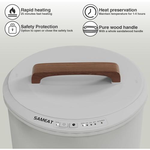 SAMEAT Heated Towel Warmers for Bathroom - Large Towel Warmer Bucket, Wood Handle, Auto Shut Off, Fits Up to Two 40X70 Oversized Towels, Gray