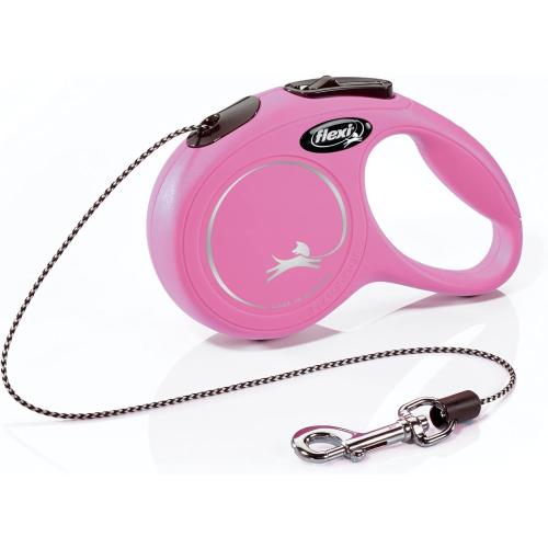 FLEXI New Classic Cord Retractable Dog Leash for X-Small Dogs up to 18 lbs. – 10 ft., Pink | Tangle-Free Pet Walking Leash with One-Handed Brake, Pause, Lock|German Quality Product