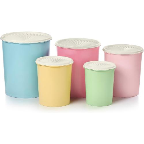Tupperware Heritage Collection 10 Piece Nested Canister Set in Vintage Colors, Dishwasher Safe and BPA Free (5 Containers, 5 Lids)