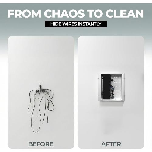 White Box In-Wall Retrofit Media Enclosure for Samsung The Frame TVs, One Connect Box & Streaming Devices – Steel Flush Mount Cable Management‼️hardware zip tied to frame‼️