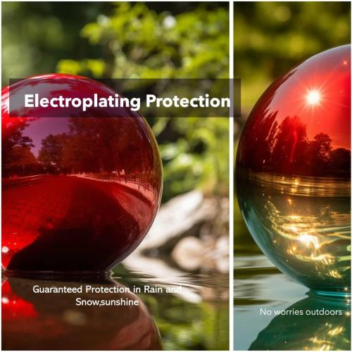 Size 10 Inch Color Red Stainless Steel Gazing Globe,v2croft Hollow Ball Mirrored Surface Polished Shiny Sphere,Garden Stainless Steel Gazing Ball for Outdoor Lawn Pond Yard Ornament(red)