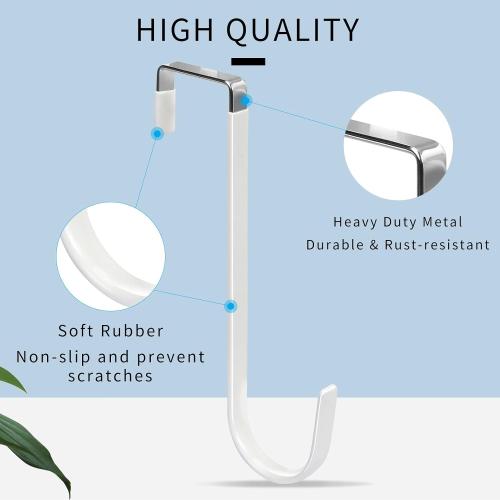 FYY Over the Door Hooks, Single-Hanger 4 Pack, Fits Doors 1.6 White | Heavy Duty Metal, Hold 20lbs, Rubber-Coated, No-Drilling, for Bathroom Dorm, Hanging Towels Clothes Hats Bags Coats Wreaths