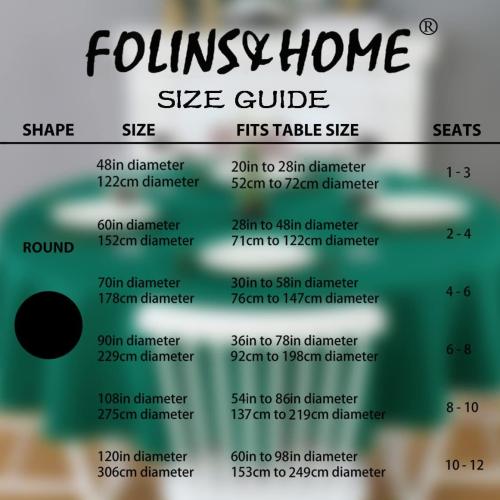 FOLINS&HOME Green Round Tablecloth 48 Inch Waterproof Heavy Duty Wrinkle Free Polyester Fabric Table Cloth, Spillproof Washable Table Cover for Parties, Camping, Picnic, Banquet, Indoor and Outdoor