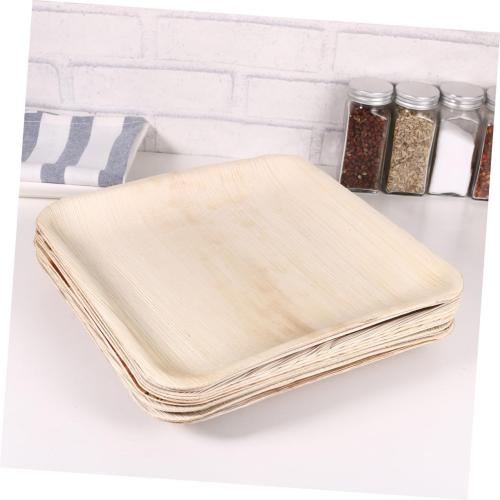 Palm Leaf Disposable Plates 5pcs 8-inch Square Biodegradable Party Wooden Cake Dessert Tableware Supplies for Catering and Events