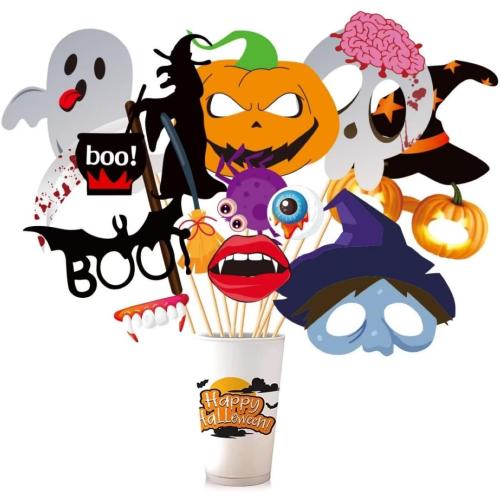 Halloween Photobooth Props,27 Pcs for Halloween Decorations,Selfie Props, Witch Photo Props