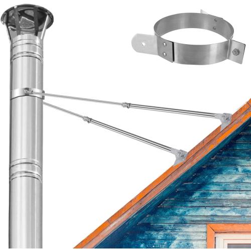 2025 Update 8 Extended Roof Bracket Kit, Adjustable Extended Roof Brace for Securing 8 Diameter Stove Pipe, Providing Stability to The Chimney Against Wind and Snow‼️bracket bent‼️