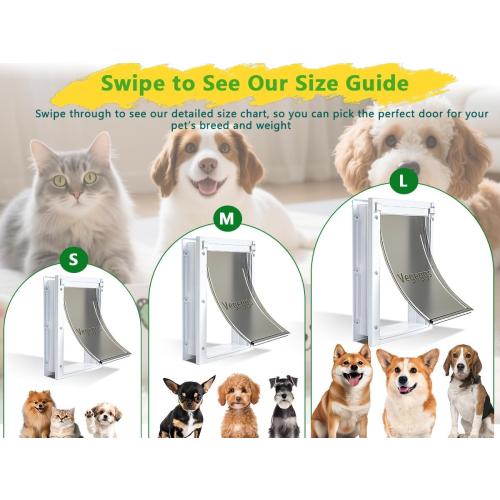 Large Dog Door for Daily in & Out Access, Magnetic Pet Door with Slide-in Locking Panel, Easy Install Doggy Door for Wood, PVC, Metal & Panel Doors, 10 1/8 x 15 3/4, for Dogs Up to 100 lb,for Pets