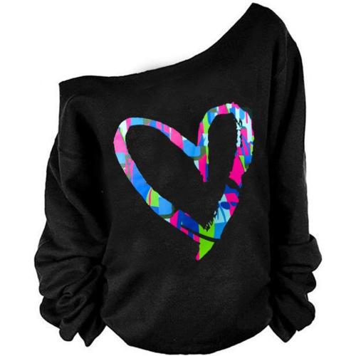 Size XL...MAGICMK Woman’s Sweatershirt Lips Print Causal Blouse Off The Shoulder Long Sleeve Loose Slouchy Pullover Plus Size Tops