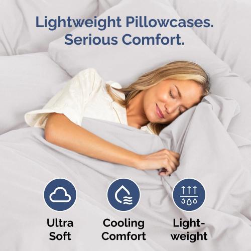 Queen Pillow Cases Set of 2 - Ultra Soft Hotel Quality Pillowcase Covers - Comfy Cozy Bedding for Women, Men, Kids & Teens - Machine Washable Pillow Protectors - 2 Pieces Set - Queen Size French Grey