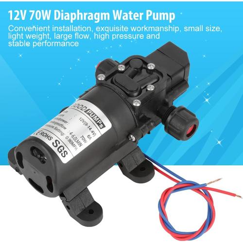12 Volt Diaphragm Pump 70W Self Priming Pump 12V(9-14.4V) Amps- 6A- Rated power 72W- thelargestflow : 6L/MIN. pressure setting: 0.9MPA.