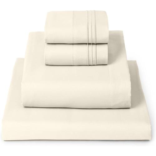 Mellanni Queen Sheets Set - 4 PC Iconic Collection Bedding - Hotel Luxury, Extra Soft, Cooling Bed Sheets - Wrinkle, Fade, Stain Resistant (Queen, Golden Ivory)