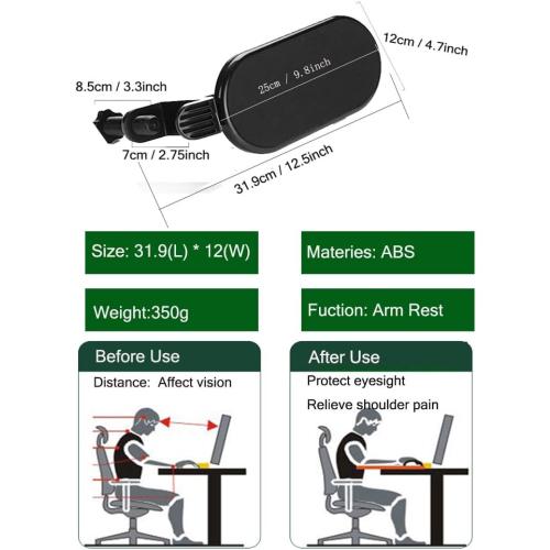 Ergonomic Desk Clamp On Tray Mouse Platform Extension Attachable Elbow Arm Rest Mouse Pad Tray Under Desk Shelf (Small Tray)