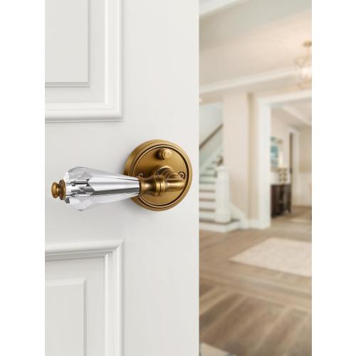 1 set of Antique Brass Glass Door Lever Privacy Crystal Door Levers Door Lever Interior Door Handle for Bedroom and Bathroom,Zinc Alloy