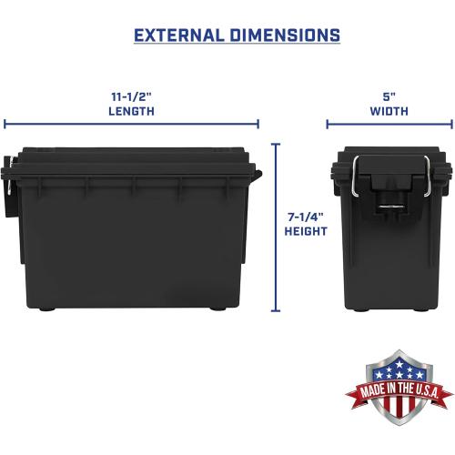 Sheffield 12790 2-Pack Ammo Storage Box, Stackable .30 Cal Field Boxes, Water and Dust Resistant, Lockable Storage Box with Handle, Secures Hunting Gear, Supplies, and Bullets, Made in The USA, Black